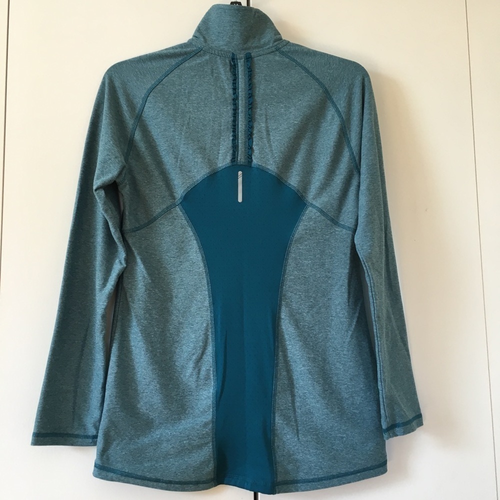 Champion Duo Dry  1/4 Zip Long Sleeve Grayish Green Blue  Activewear Top Size XS